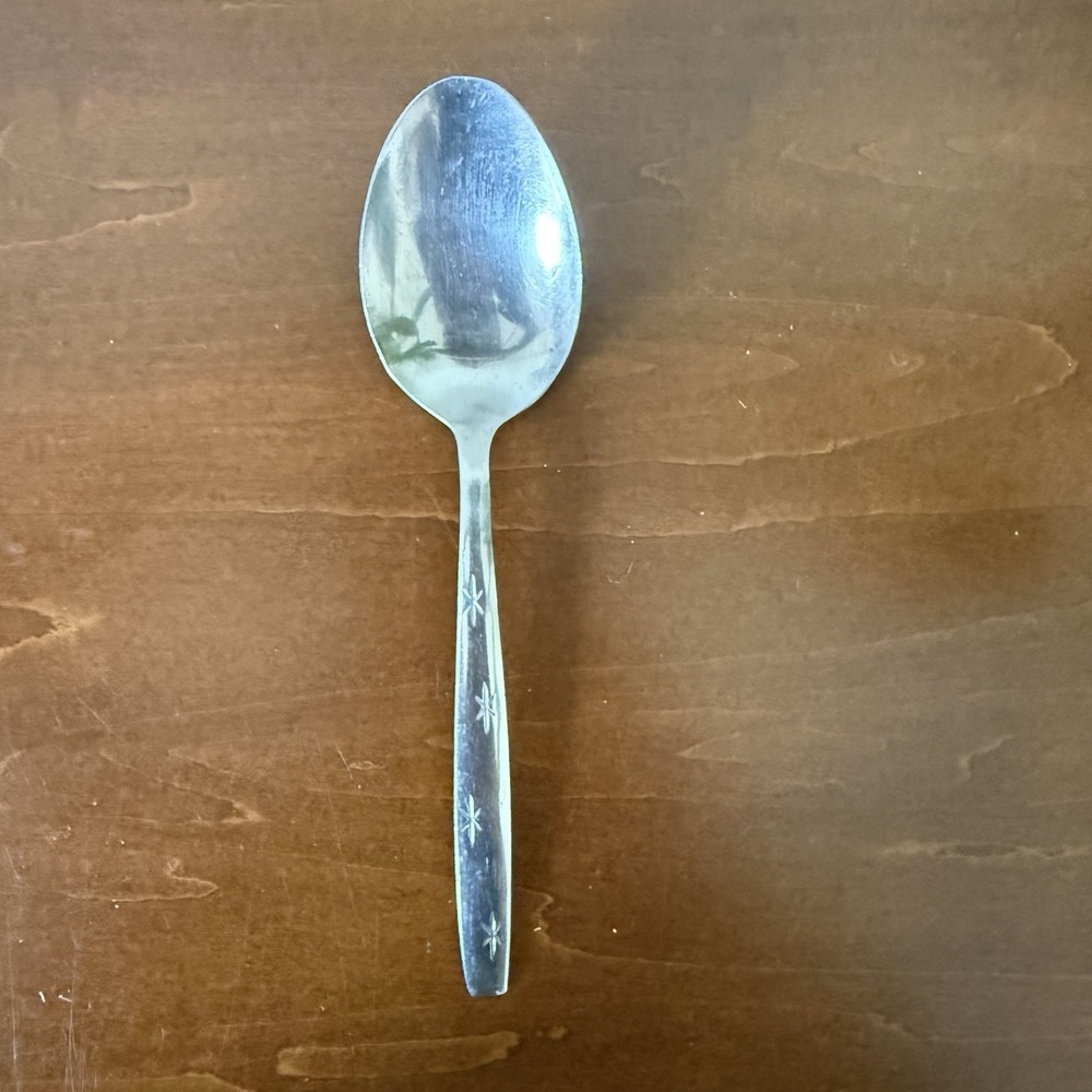 Vintage Stainless By Present Atomic Starburst Stainless Steel Spoon 5.75" Japan